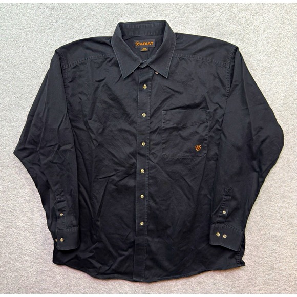 Ariat Other - Ariat Men's XL Black Cotton Twill Western Work Shirt Long Sleeve Logo Button Up